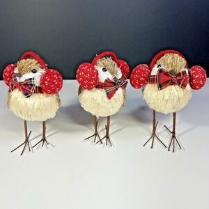 Set of 3 Twig Bird Figurines Christmas Birds Table Top Decorations Christmas